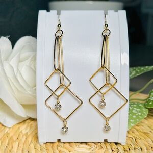 Gorgeous Geometric Square Crystal Drop Earrings